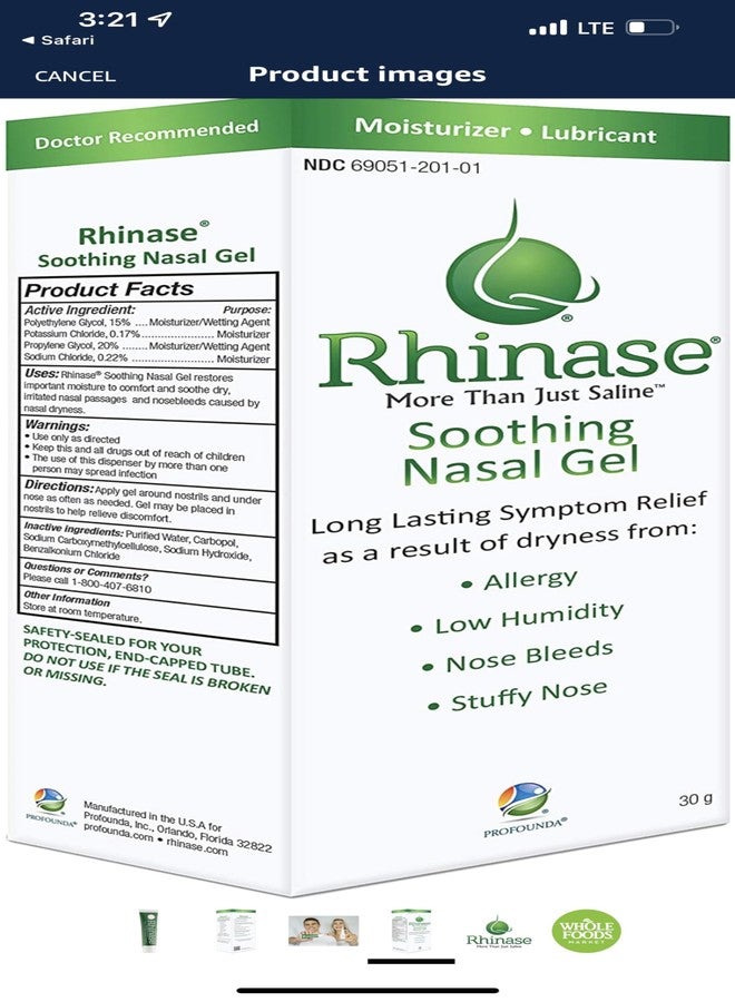 Rhinase Saline Nasal Gel (2 Pack) 1 oz Each - Allergy - Nosebleed - Low Humidity… - Image 3